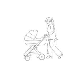 Baby Stroller Pushing Mother Silhouette