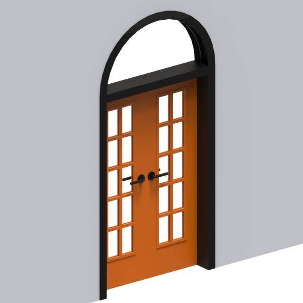 Transom Double Panel Arch Door