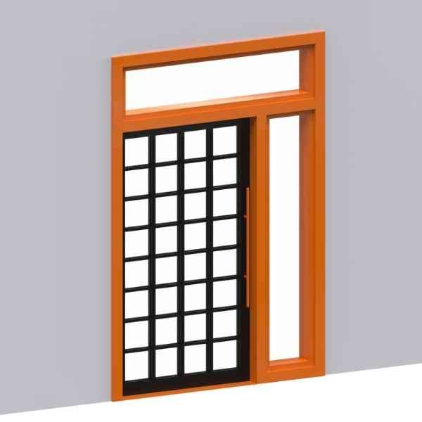 Pivot Door With Transome and Side Panel