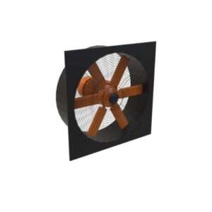 Plate mounted axial flow fan