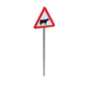 Cattle Likely In Road Ahead Post Mounted Sign