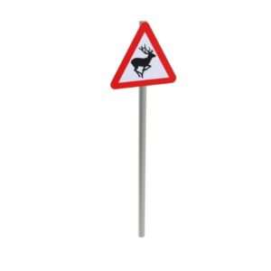 Wild Animals In Road Post Mounted Sign