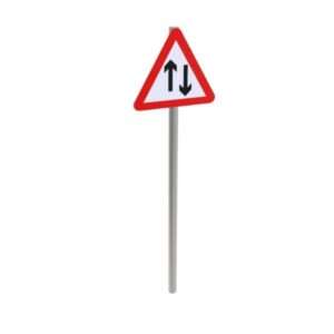 Two Way Traffic Post Mounted Sign