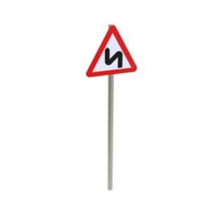 Sharp Bends Ahead Post Mounted Sign
