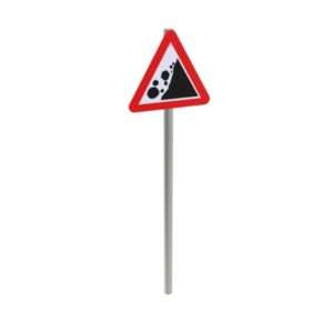 Risk of Right Side Falling Rocks Post Mounted Sign