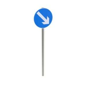 Keep Right Circle Blue Sign Post Mounted