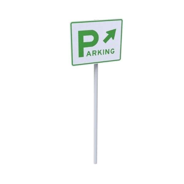 Parking Area Post Mounted Sign (Diagonal Arrow)
