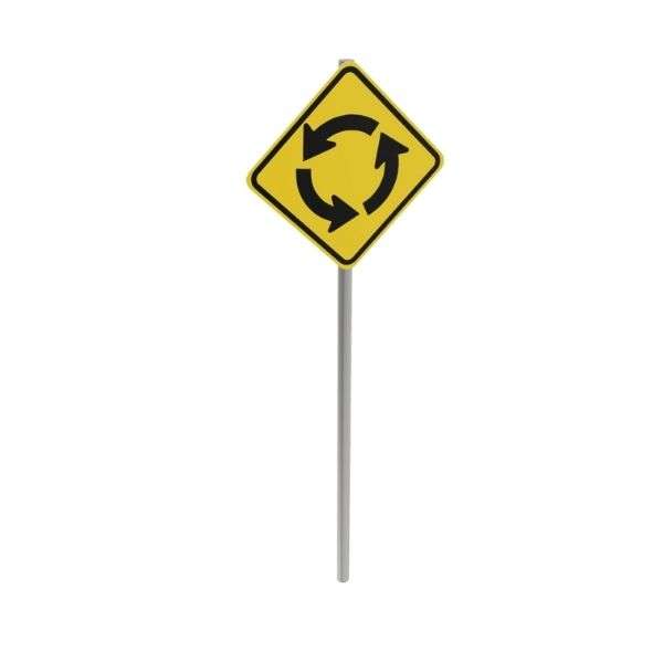 Roundabout Circulation Post Mounted Sign