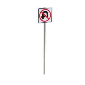 No U-Turn  Post Mounted Sign