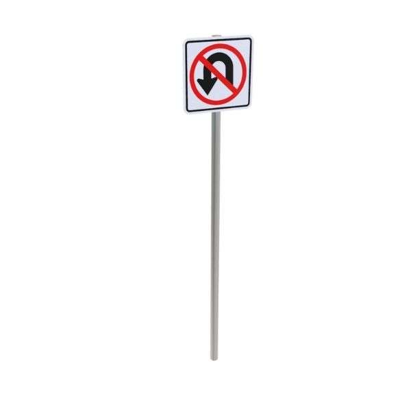No U-Turn Post Mounted Sign