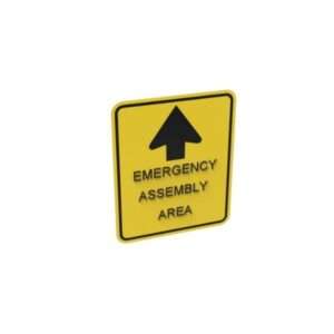 Emergency Assembly Area (Upward Arrow) Sign