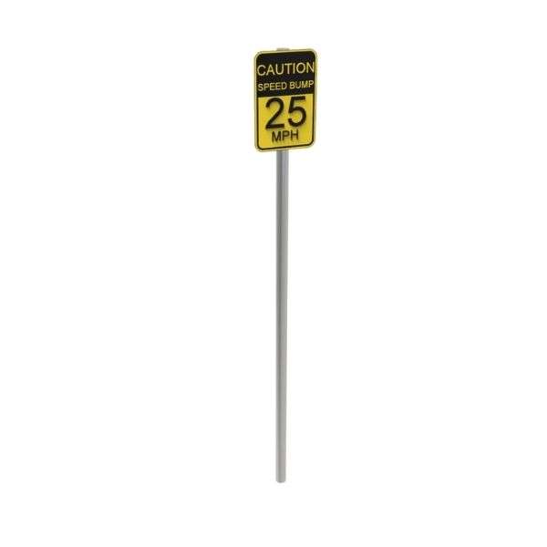 Caution Speed Bump 25 MPH Post Mounted Sign