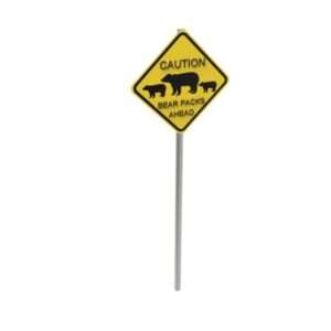 Caution Bear Packs Ahead Post Mounted Sign