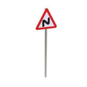 Right Sharp Bends Ahead Post Mounted Sign