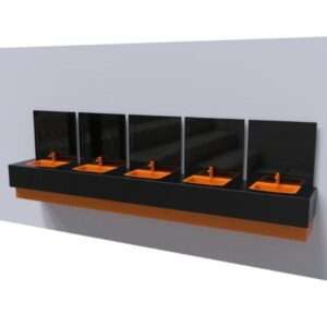 Washbasin Cubicles in the Washroom with a Mirror